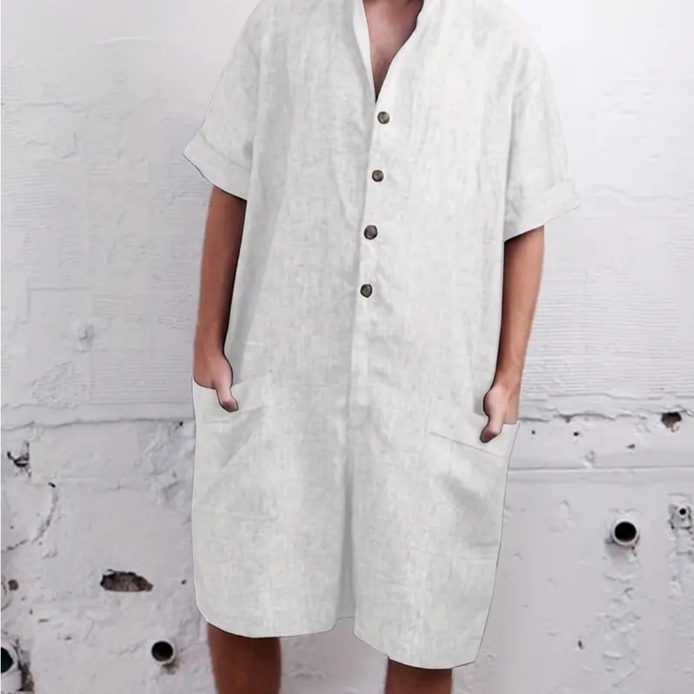 Men’s eggshell white linen jumpsuit, size Large. Runs small. Worn never!